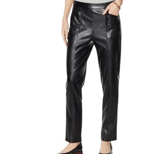 H by Halston Vegan Leather Black Cropped Ankle Pants XL